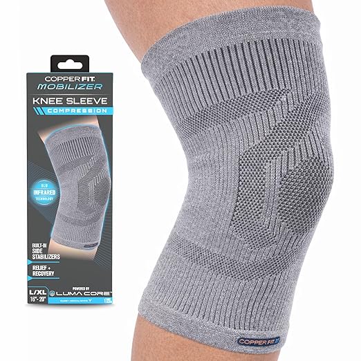 Copper Fit Mobilizer Knee Sleeve – ProSeries with Removable Side Stabilizers Knee Support for Advanced Recovery – Mobility, Knee Pain, Swelling, Inflammation, Circulation, Arthritis, Tendonitis (2XL)