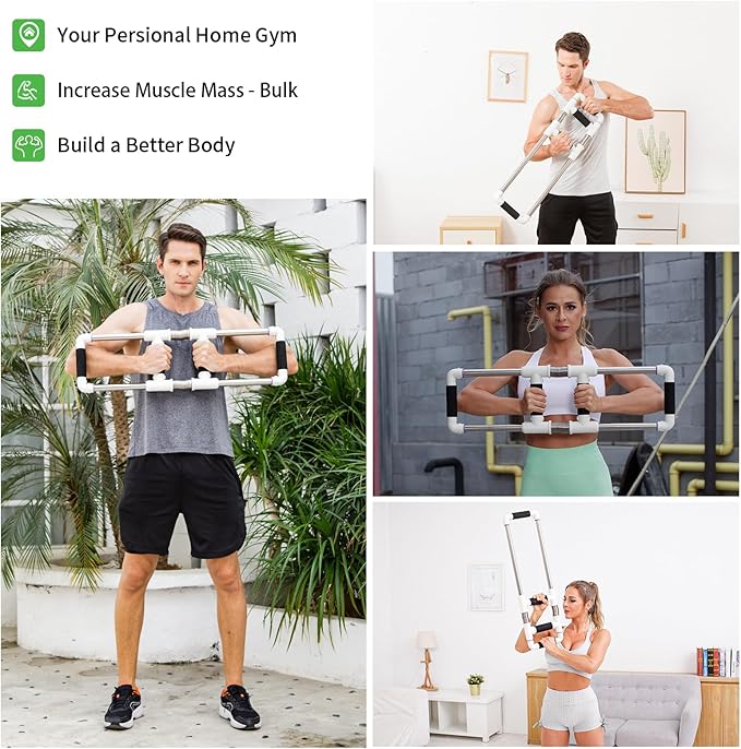 GoFitness Push Down Bar Machine - Chest Expander at Home Workout Equipment for Chest, Arm, Shoulder, Abs and Back - Portable Upper Body Trainer for Home, Travel or Outdoors