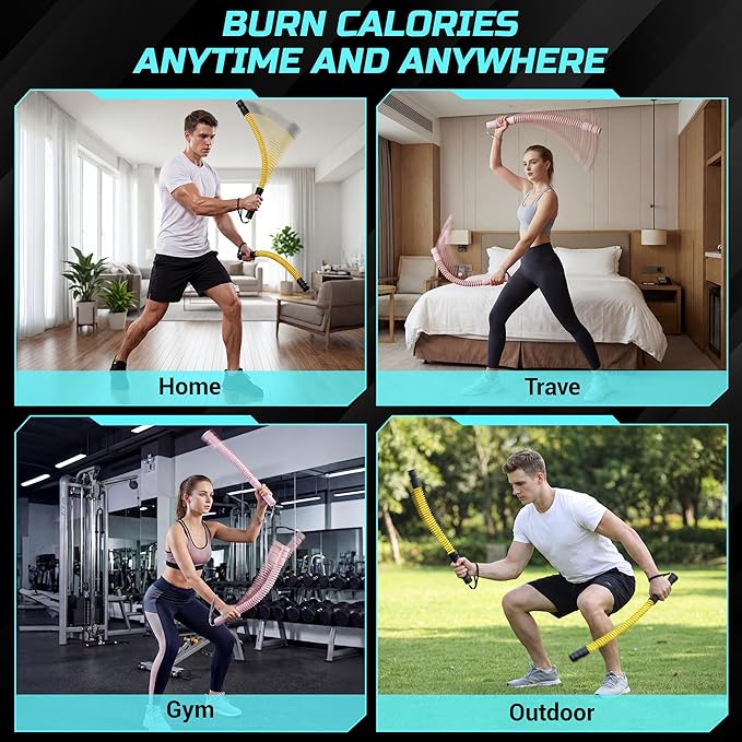 Weighted Cordless Battle Ropes for Home Gym & Apartment with 3 Adjustable Resistance Levels-Ropeless Battle Ropes for Strength Training,HIIT,Full Body Exercise Includes Workout Guide & Storage Bag