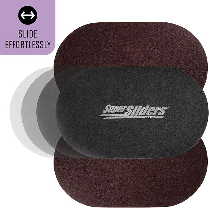 Super Sliders 5-3/4" x 9-1/2" XL Oval Reusable Felt Furniture Sliders for Hard Surfaces, Anti-Slip Protective Furniture Moving Pads for Beds, Sofas, Dressers, Set of 8, Brown
