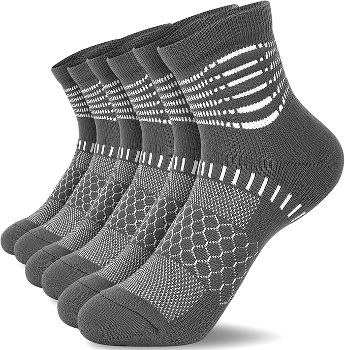 IRAMY Ankle Compression Socks for Women Men Plantar Fasciitis Relief 3/5 Pairs Cushioned Athletic Running Socks