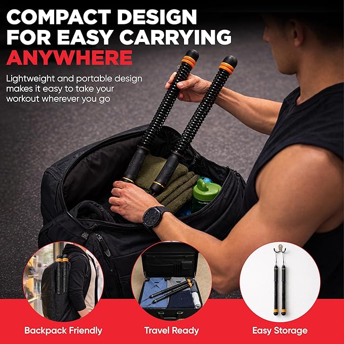 Adjustable Ropeless Battle Ropes – Weighted Cordless Battle Rope Set with Variable Resistance, Wrist Straps & Workout Guide Poster – Portable HIIT & Home Gym Training Equipment