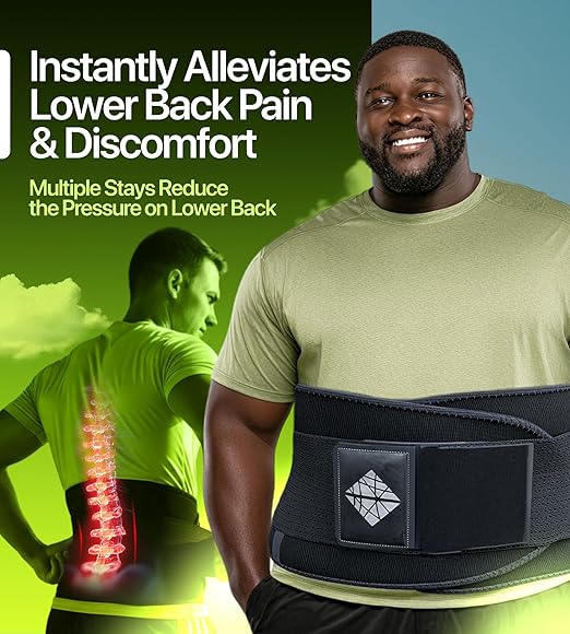 Plus Size Back Brace for Lower Back Pain Relief – Adjustable Lumbar Support Belt for Women & Men, Lower Back Support for Herniated Disc, Sciatica & Heavy Lifting, Workout Back Support Brace, Size 5XL