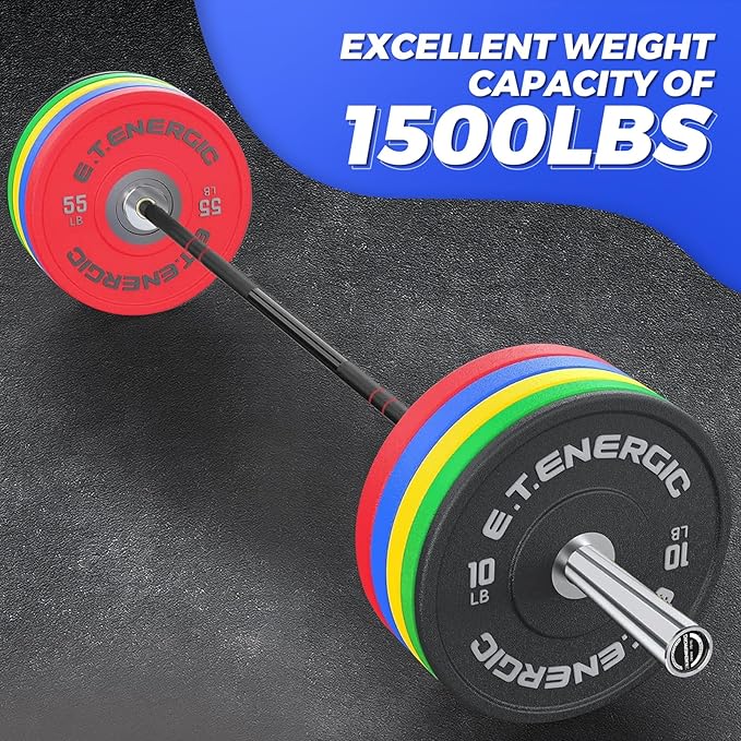 7ft Olympic Barbell Bar 45LB Load 1500lbs Capacity Available, for Gym Home Exercises, Weightlifting, Powerlifting for 2" Olympic Plates