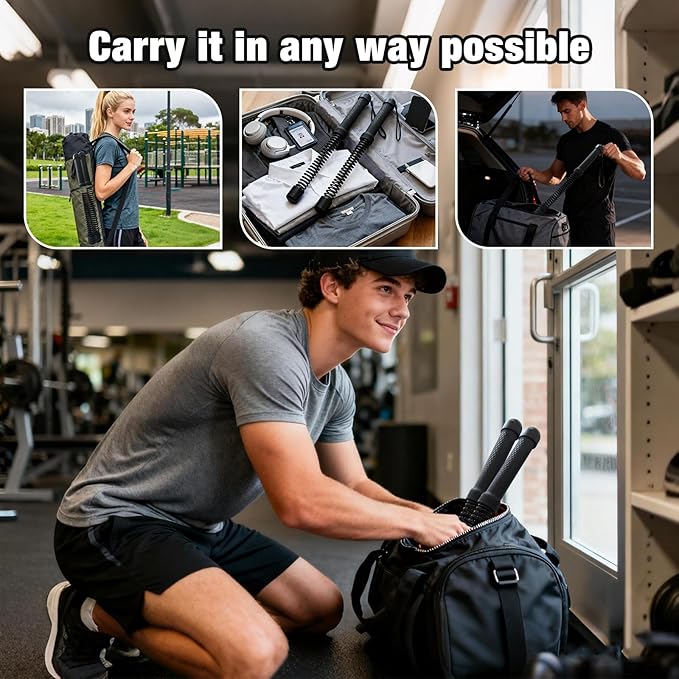2-in-1 Ropeless Battle Ropes (2-Pack), Adjustable to Resistance Training Stick – Portable Full Body Workout for HIIT, Cardio, Strength & Muscle Training, Low-Impact Home Gym Equipment for Men & Women