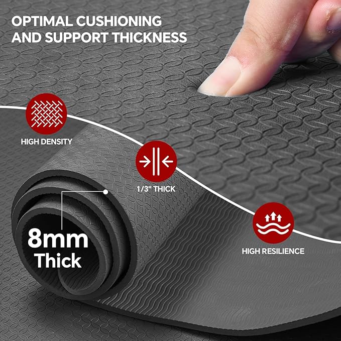 Stepwaver Extra Large Yoga Mat 6'x4'(1/3" & 1/4" Thick), Non-Slip, Ultra Durable, Wide Workout Mat, Wide Exercise Mats for Home Workouts, Yoga, Pilates, Stretching (Barefoot Exercise)