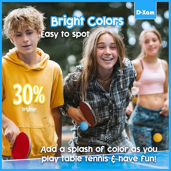 D-Xam Multi Color, Orange or White Ping Pong Balls Table Tennis Ball for Games Arts Pack of 50, 30 & More, 40mm Pong Balls Party Pets School Activities Christmas Halloween Assorted Colors