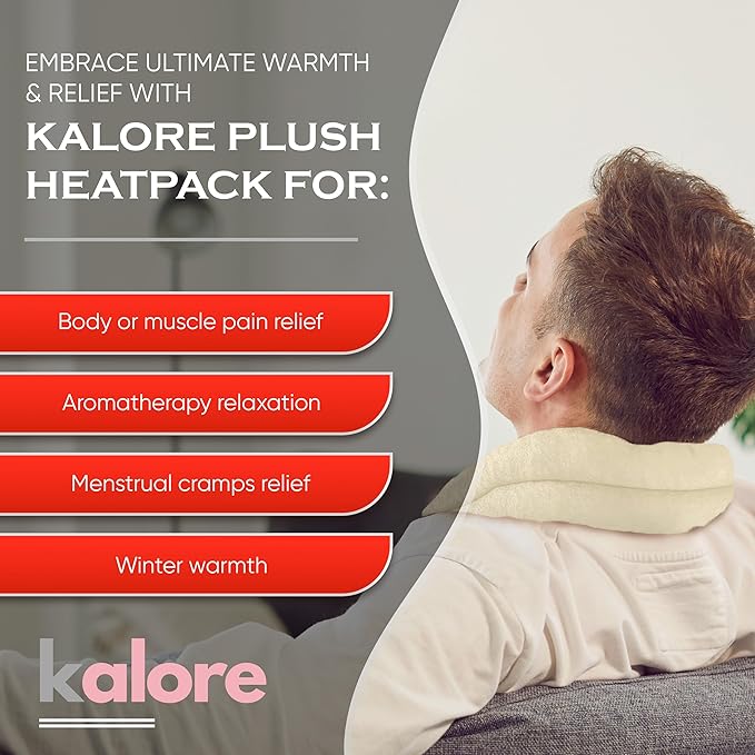 Microwavable Heating Pads for Winter, Back, Stomach & Head Comfort – Kalore Neck Wrap with Velboa Faux Fur Cover – Even Heat Distribution Hot Compress Bag – Wheat Heat Pad – Lavender Scent – Cream