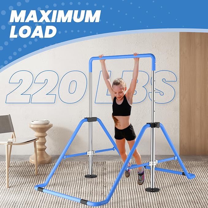 DOBESTS Kids Gymnastics Bar Folding Horizontal Bar, Adjustable Height Gymnastic Horizontal Bars, GymnasticTraining Equipment for Home