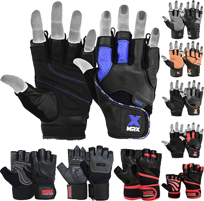 MRX Weight Lifting Pro Level Gloves with 18 Inches Long Wrist Strap Gym Workout Exercise & Fitness in