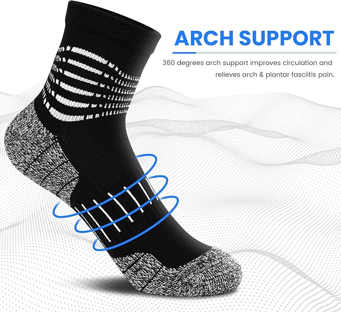 IRAMY Ankle Compression Socks for Men Athletic Running Socks with Cushioned Support 3/5 Pairs