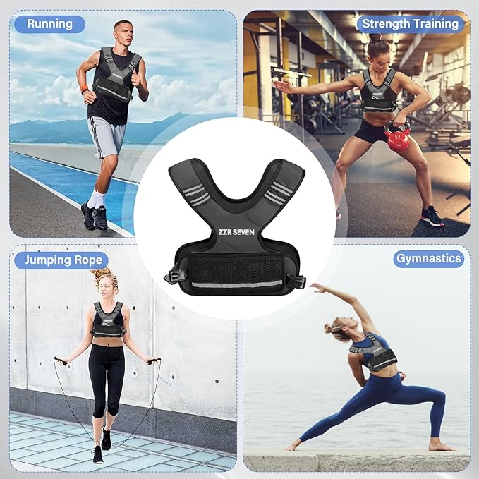 Weighted Vest for Women and Men, 4-10lbs/11-20lbs Adjustable Weighted Vest with 6 Iron Sand Weights, Running Vest for Strength Training, Workout, Running, Fitness, Weight Loss