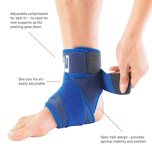 Neo-G Ankle Brace with Figure of 8 Strap – Neoprene Ankle Brace for Ligament Damage, Arthritis, for Sprained Ankle, Weak Ankles – Class 1 Medical Device - One Size