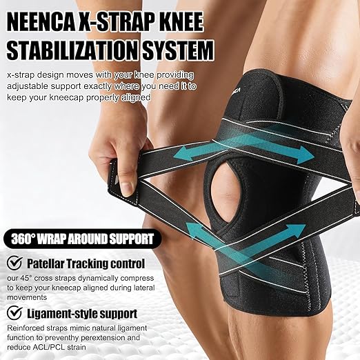 NEENCA Knee Brace for Women & Men, Compression Knee Support with X-Straps Design - ACL, MCL, PCL, Meniscus Tear & Arthritis Pain Relief - Stabilizing Joint with Side Stabilizers & Patella Gel Pads