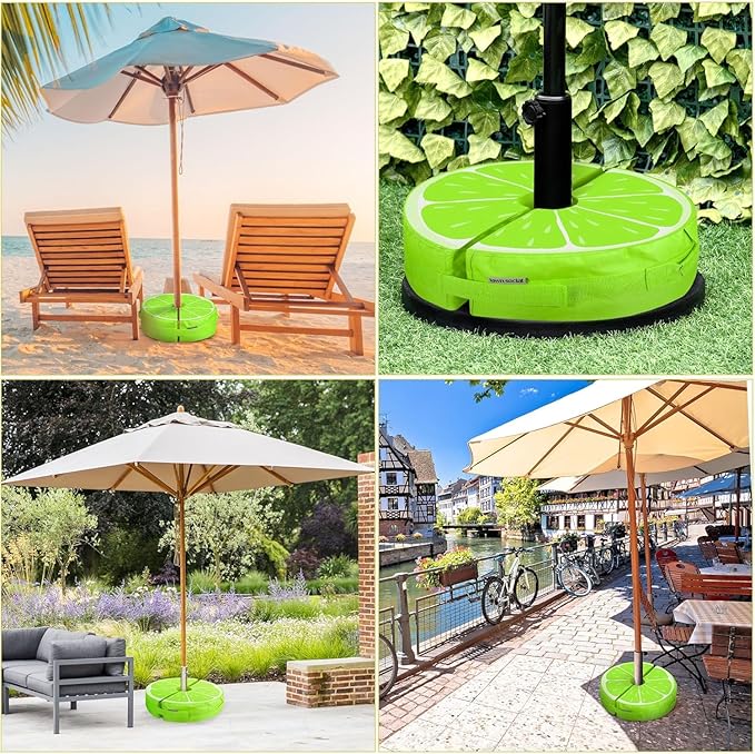 Lawn Social Umbrella Base Weight Bag, Round Heavy Duty Sand Bags for Cantilever Patio Umbrella, Universal Fit for Any Offset Design, Stabilize and Secure Umbrella (Green)