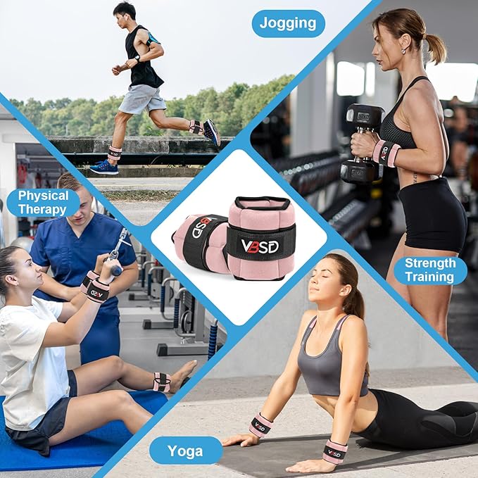 VBSD Adjustable Ankle Weights for Men Women, 2 4 6 8 10 lbs 1 Pair Leg Weight Straps, Weighted Ankle Weight Set with Removable Sandbags for Walking Running Yoga Physical Therapy Gym Home Workout