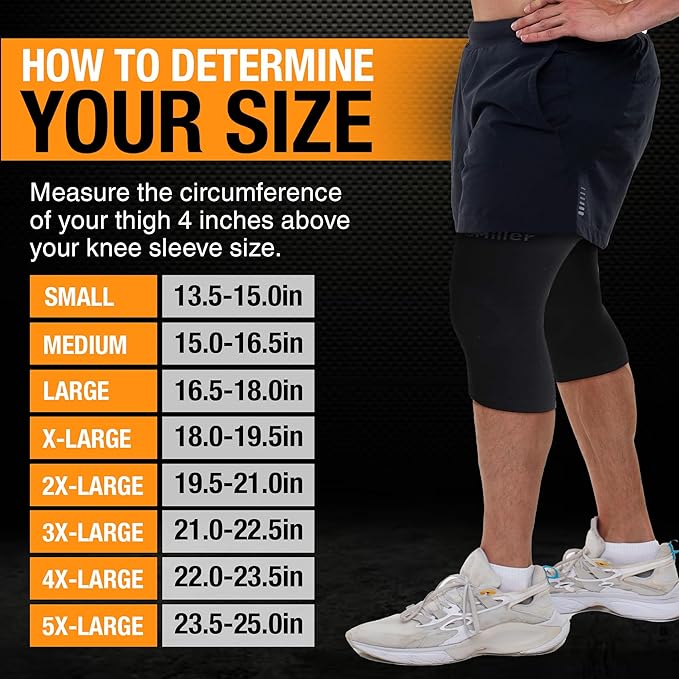 Doc Miller Knee Compression Sleeve Brace for Men & Women (Pair) Best Support for Workout Running ACL Arthritis Pain Relief