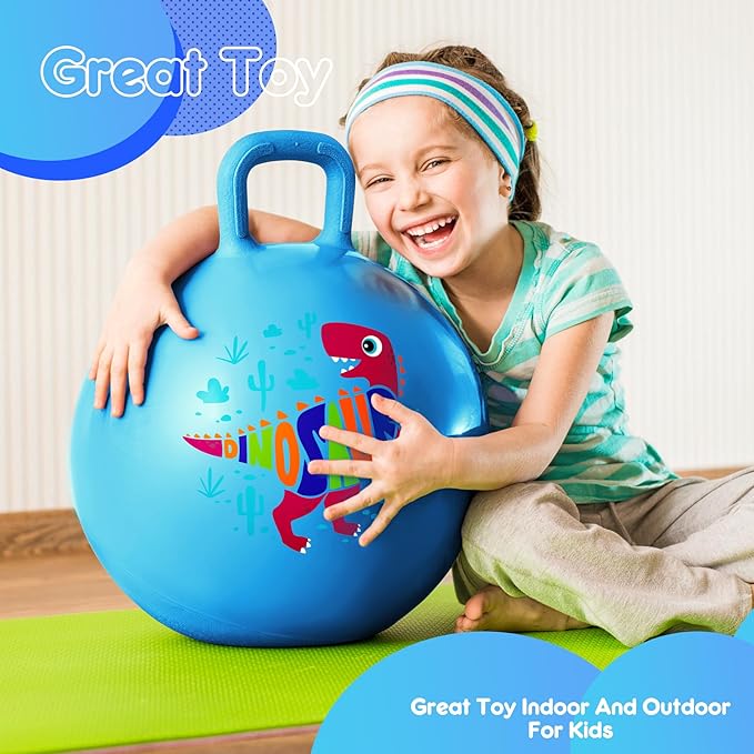 PlayZap Hopper Balls for Kids 3-8, 18 Inches Bouncy Ball with Handle, 18" Inflatable Bouncing Hopper, 45cm Jumping Toys, Garden Hopping Toys Girls Boys Gifts