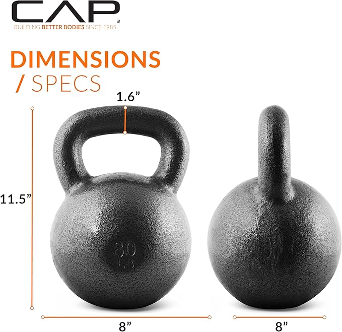 CAP Barbell Cast Iron Kettlebell - Coated Options, Singles and Sets, Multiple Weight Choices