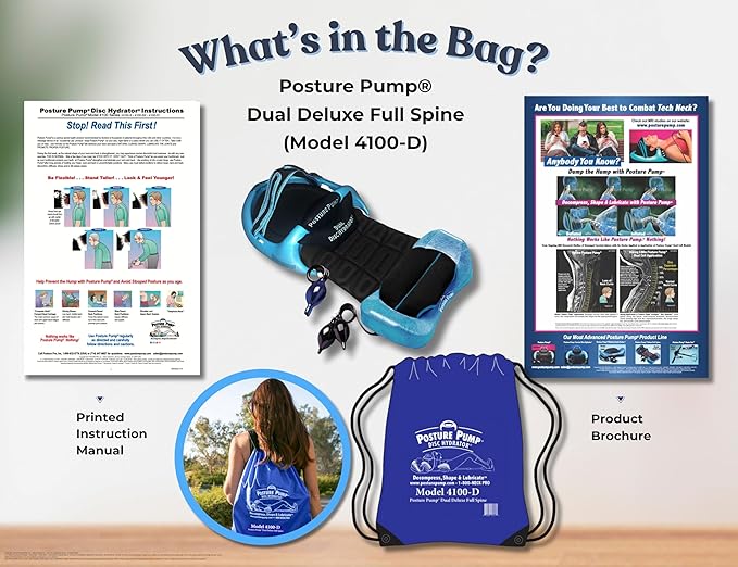 Posture Pump® Dual Deluxe Full Spine Traction Device Cervical and Lumbar Decompression System Spine Alignment Therapy Tool Posture Corrector for Neck & Lower Back Pain Model 4100-D