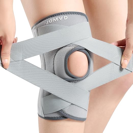 JOMVD Knee Brace for Knee Pain, Meniscus Tear, Adjustable Knee Support with Side Spring Stabilizers for ACL,Meniscus Tear, Arthritis, Patella Stability, Knee Pain Relief, Women and Men,XX-Large