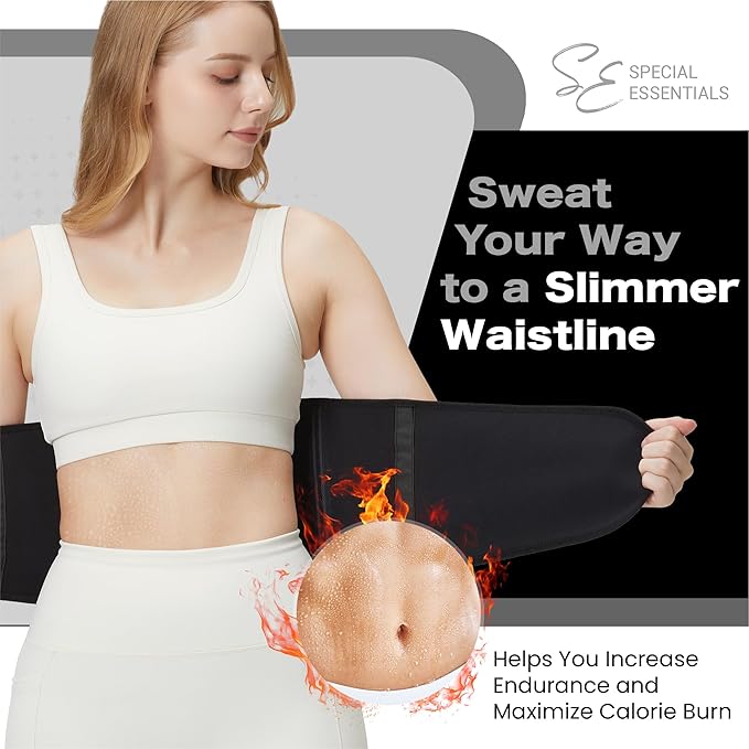 Special Essentials Waist Trainer for Women & Men Adjustable Sweat Band Waist Trimmer For Core Stability & Training Workouts
