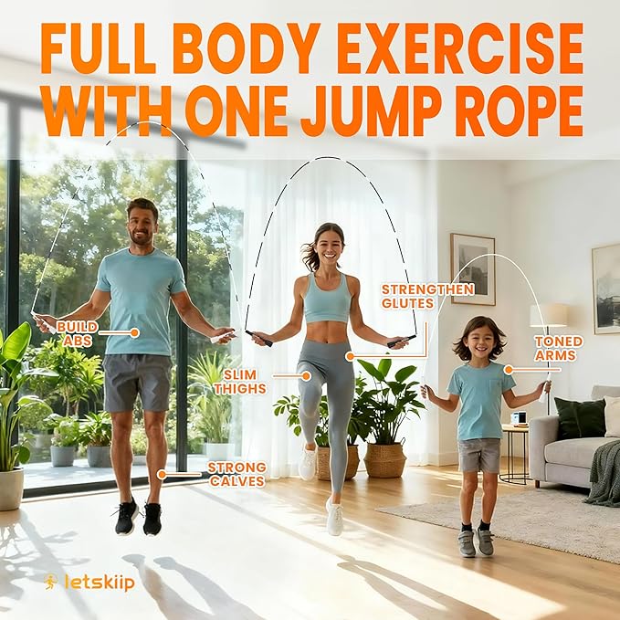 Classic Beaded Jump Rope for Beginners & Adults - Tangle-Free Segmented PP Skipping Rope for Rhythm & Fitness - Adjustable Hard Bead Design with 10 Spare Beads & Bag