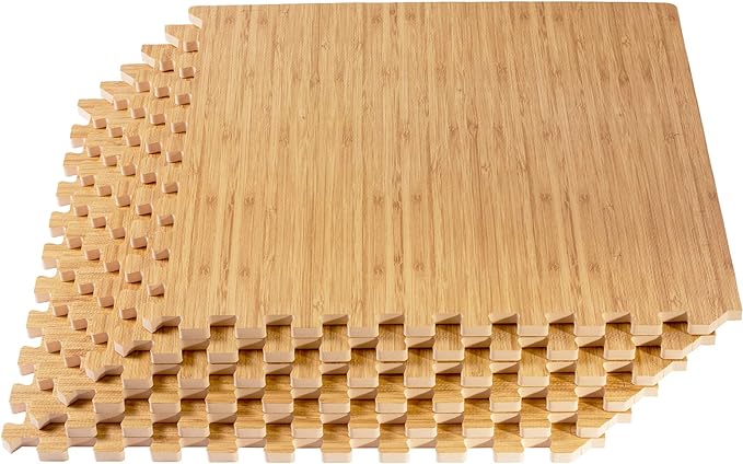 Forest Floor 3/8 Inch Thick Printed Foam Tiles, Premium Wood Grain Interlocking Foam Floor Mats, Anti-Fatigue Flooring – Stylish Flooring Solution