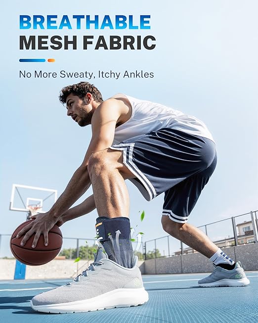 Ankle Brace for Men Women with Quick Lace Up, Adjustable Figure 8 Compression Support for Achilles Tendonitis, Ankle Sprain & Swelling Relief for Volleyball, Running & Daily Wear, L