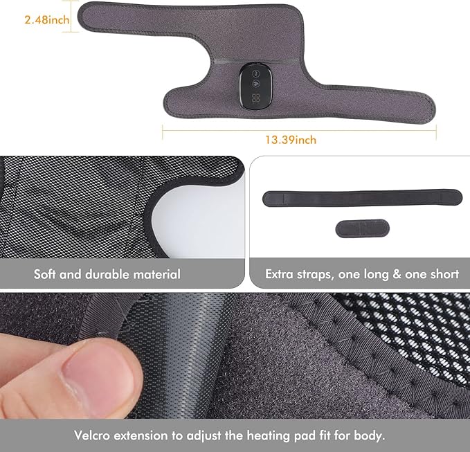 MOAJAZA Heated Knee Massager Shoulder Heating Pads Elbow Brace 3 in 1 with Vibration, Cordless Rechargeable Heating Knee Warmers Wrap for Shoulder Elbow Knee Stress Relief
