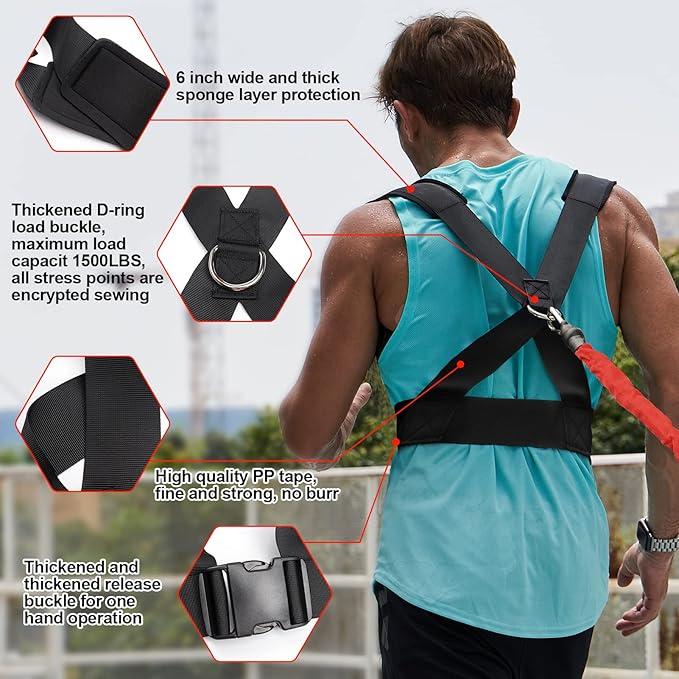 Resistance Running Training Bungee Band, Bungee Resistance Cord Set, Long Resistance Band, Lateral Movement Sprint Overspeed Training Fitness for Fast