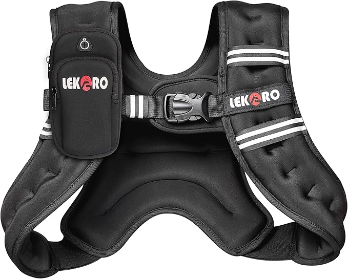 Weighted Vest for Men Women, No-Bounce 6LB 8LB 12LB 16LB 20LB 25LB 30LB Weights Vest with Adjustable Buckles & Reflective Stripes | Weight Vest for Walking Running Hiking Workout