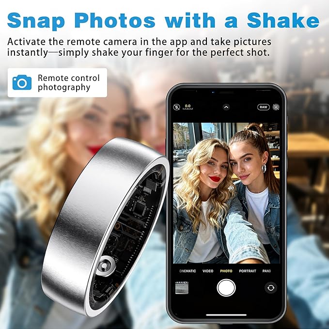 Fitness Tracker Ring for Women Men - Smart Ring with Heart Rate, Blood Oxygen, Sleep Tracker, IP68 Waterproof Activity Tracker (Silver 8)