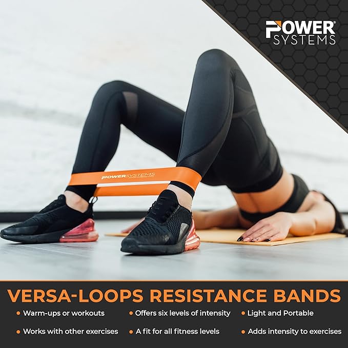 Power Systems Mini Versa Loops - Commercial Grade Resistance Bands for Physical Therapy, Strength & Fitness Training at Home or Gym - 10 Pack