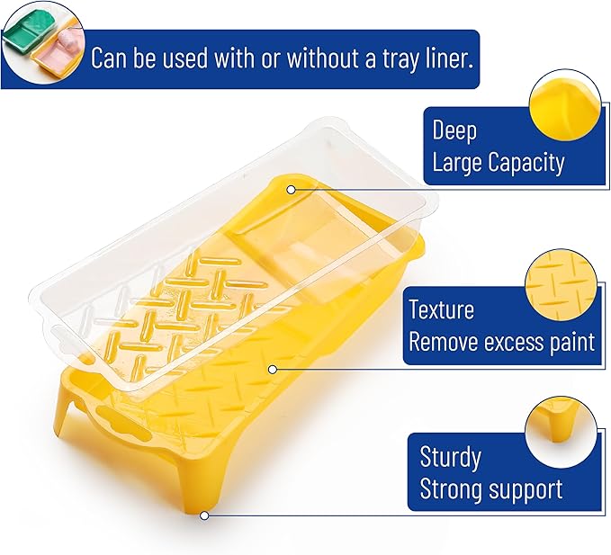 Bates- 2 Inch Foam Paint Roller Kit, 10 pcs, Small Paint Roller Kit, 1x Plastic Paint Tray, 2X Clear Disposable Tray Liners, 1x Roller Frame & 6X Mini Foam Covers