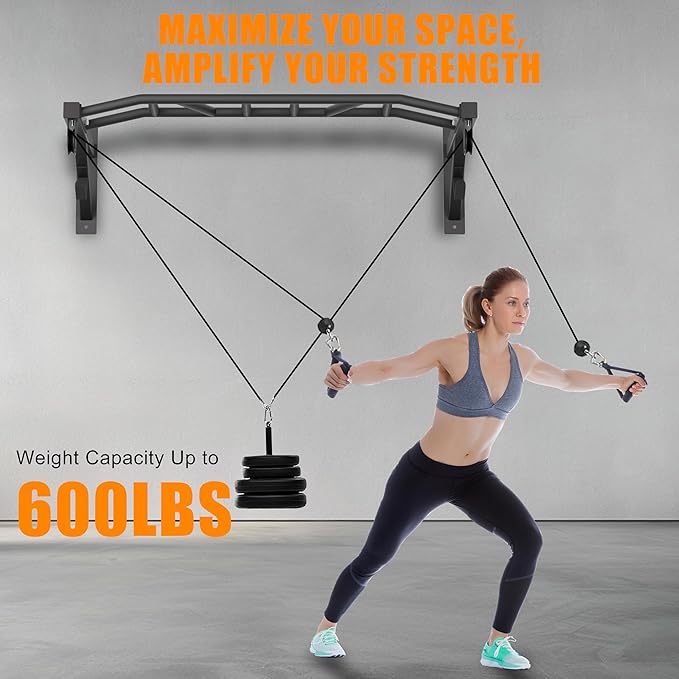 Upgrade Pull Up Bar Wall Mounted,Heavy Duty Multi Grip Chin Up Bar for Strength Training, 600 lbs Capacity, Durable Steel Construction, Perfect for Home and Garage Workouts