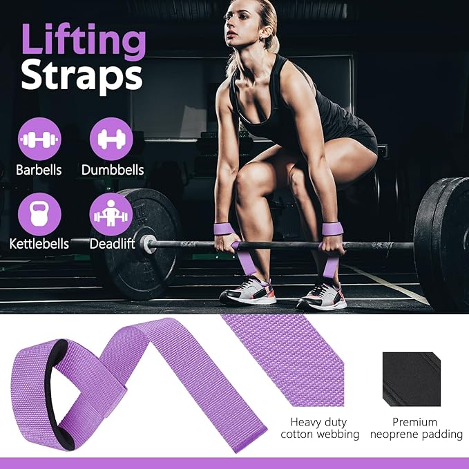 WALITO 8Pcs Barbell Pad Set for Hip Thrust - Squat Pad,Gym Accessories for Women with Bar Bad,Bench Press, with Gym Ankle Straps,Resistance Bands for Working Out,Lifting Strap,Carry Bag