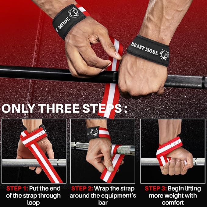 TECEUM Lifting Straps for Weightlifting Gym Strength Training - Wrist Straps with Neoprene Padded Cotton - Men & Women – Ideal for Powerlifting, Bodybuilding & Deadlifts