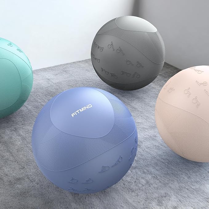 Extra Thick Yoga Ball with Training Instruction, Anti-Burst Slip Resistant Exercise Ball with Pump for Pilates,Physical Therapy,Pregnancy Stability,Birthing Ball 22in 26in 30in