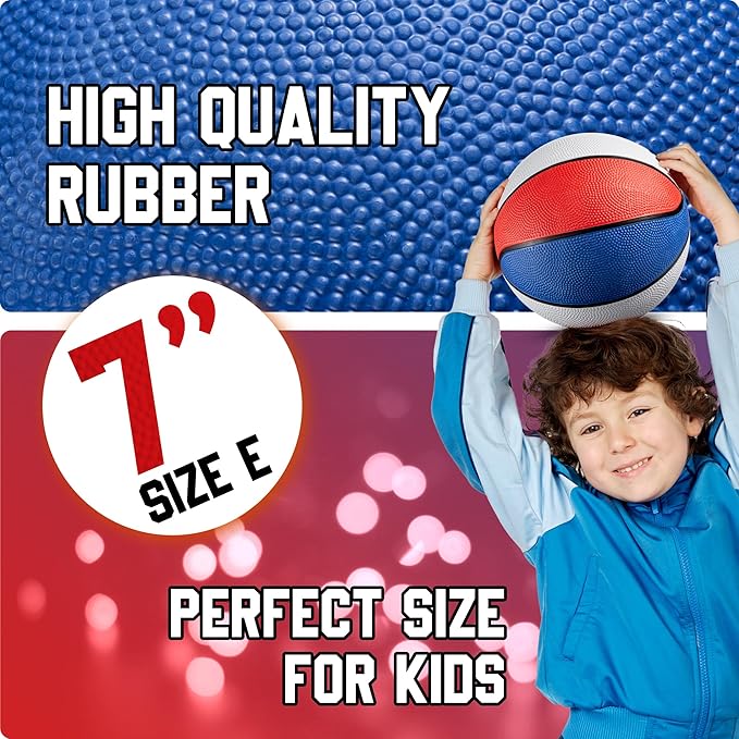 Bedwina Rubber Mini Basketball Balls for Kids 7 Inch, Size 3 Pack of 3 - Pool Basketball for Mini Hoop Outdoor & Indoor