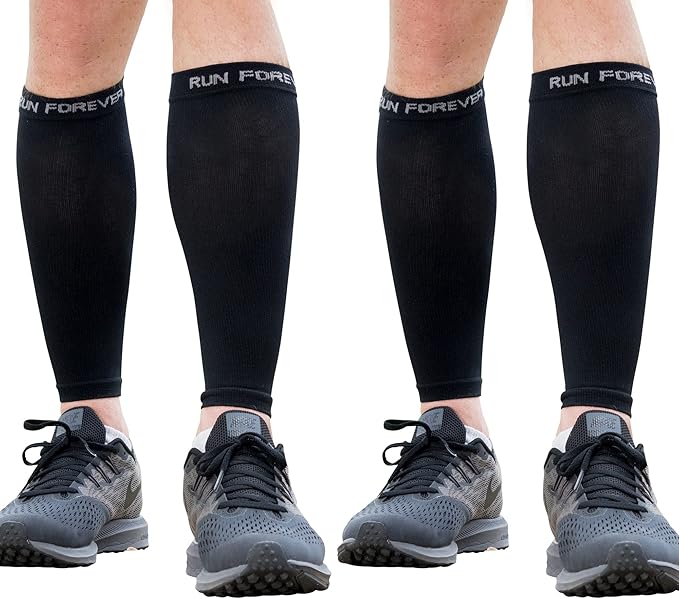Run Forever Calf Compression Sleeves for Men and Women - Leg Compression Sleeve - Footless Compression Socks for runners
