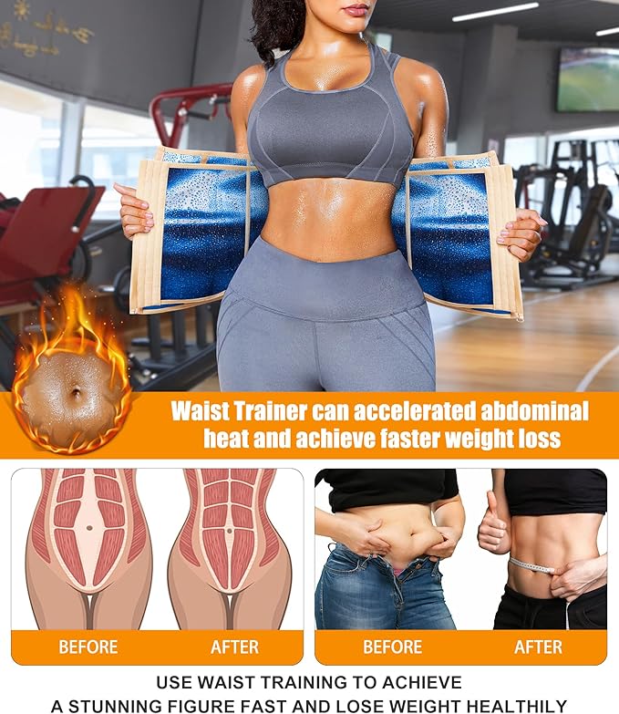 LEINIDINA Womens Waist Trainer Corset with Zipper Sweat Waist Trimmer for Women Workout Belt Corset Shapewear