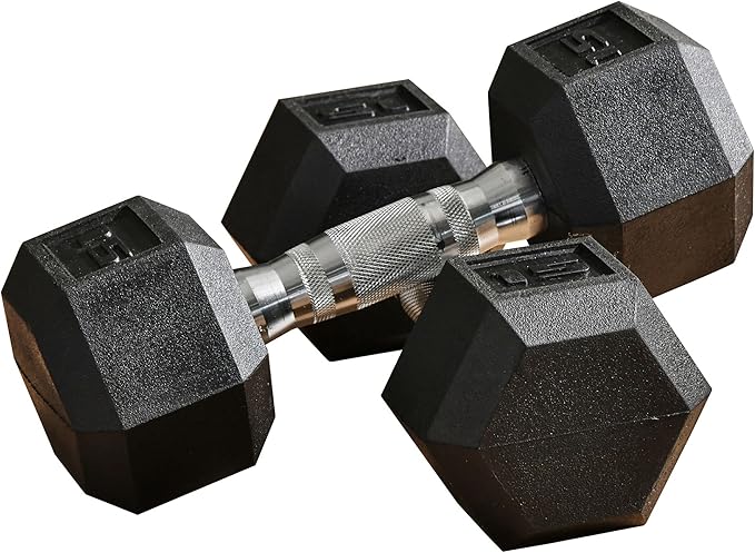 Soozier 2 x 12lbs/2 x 15lbs/2 x 40lbs/2 x 45lbs/2 x 50lbs Hex Dumbbell Set of 2, Rubber Weights Exercise Fitness Dumbbell with Non-Slip Handles, Anti-roll, for Women or Men Home Gym Workout