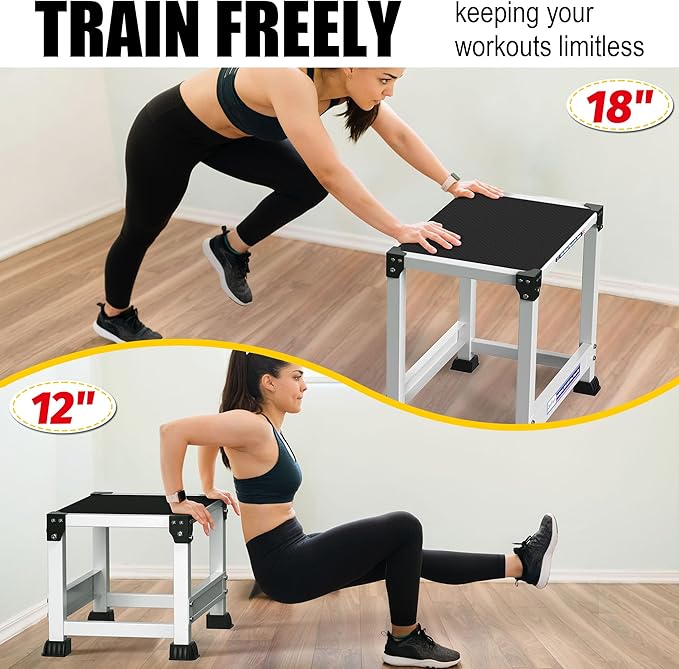 GanFindX Steel Plyo Box 12/18 Inch Surface Metal Plyometric Jumping Box Home Gym Jump Trainer for Fitness Exercise Agility Stamina Conditioning Strength
