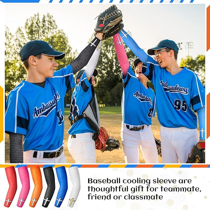 Shyyween 6 Pair Ice Cream Drip Baseball Arm Sleeve Youth Cross Sun Protection Compression Arm Sleeve American Flag Sport Gift
