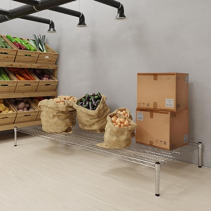 30''W x 72''L x 8''H Chrome Plated Wire Dunnage Rack | Off The Floor Storage