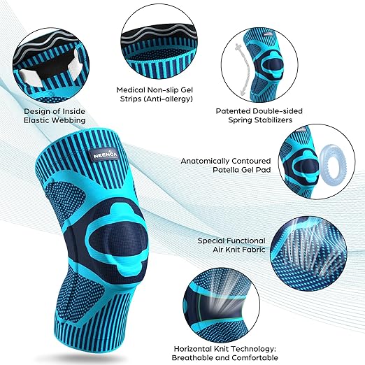 NEENCA Knee Brace for Knee Pain Relief, Medical Knee Support with Patella Pad & Side Stabilizers for Women & Men, Compression Knee Sleeve for Meniscus Tear, ACL, Arthritis, Joint Pain, Runner, Sport