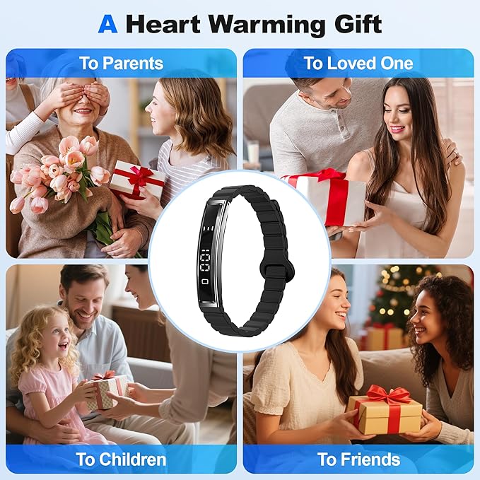 Smart Bracelet for Women Men, Health Activity Fitness Trackers, 24/7 Heart Rate, Blood Oxygen & Stress Monitor, 24H Sleep Tracker, Smart Wristband, Black