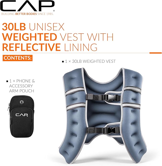 CAP Weighted Vest | 8lb -30lbs | Reflective Workout Vest for Walking, Running, Cardio, Strength Training | Multiple Colors