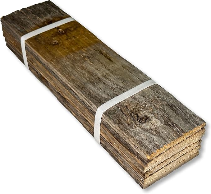 Rustic Revival | Handmade Reclaimed Barnwood Craft Bundle | Unfinished Authentic Weathered Wood Planks for DIY, Home and School Projects (12" x 3.5" x .25") 6 Pack